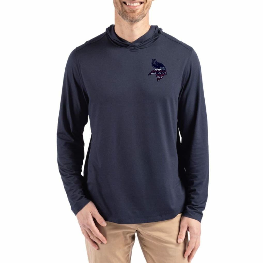 Minnesota Vikings Cutter & Buck Americana Coastline Epic Comfort Eco Recycled Long Sleeve Hoodie T-Shirt | NFL Outlet