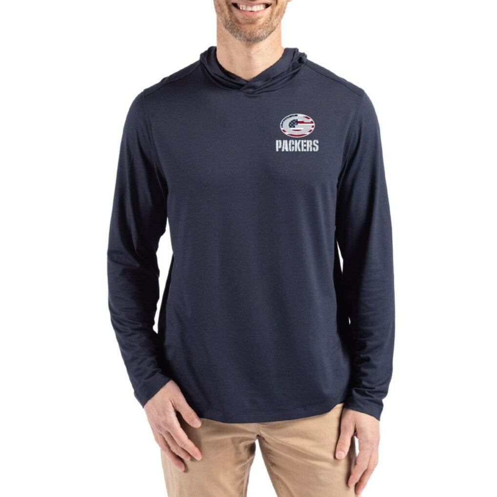 Green Bay Packers Cutter & Buck Americana Coastline Epic Comfort Eco Recycled Long Sleeve Hoodie T-Shirt | NFL US