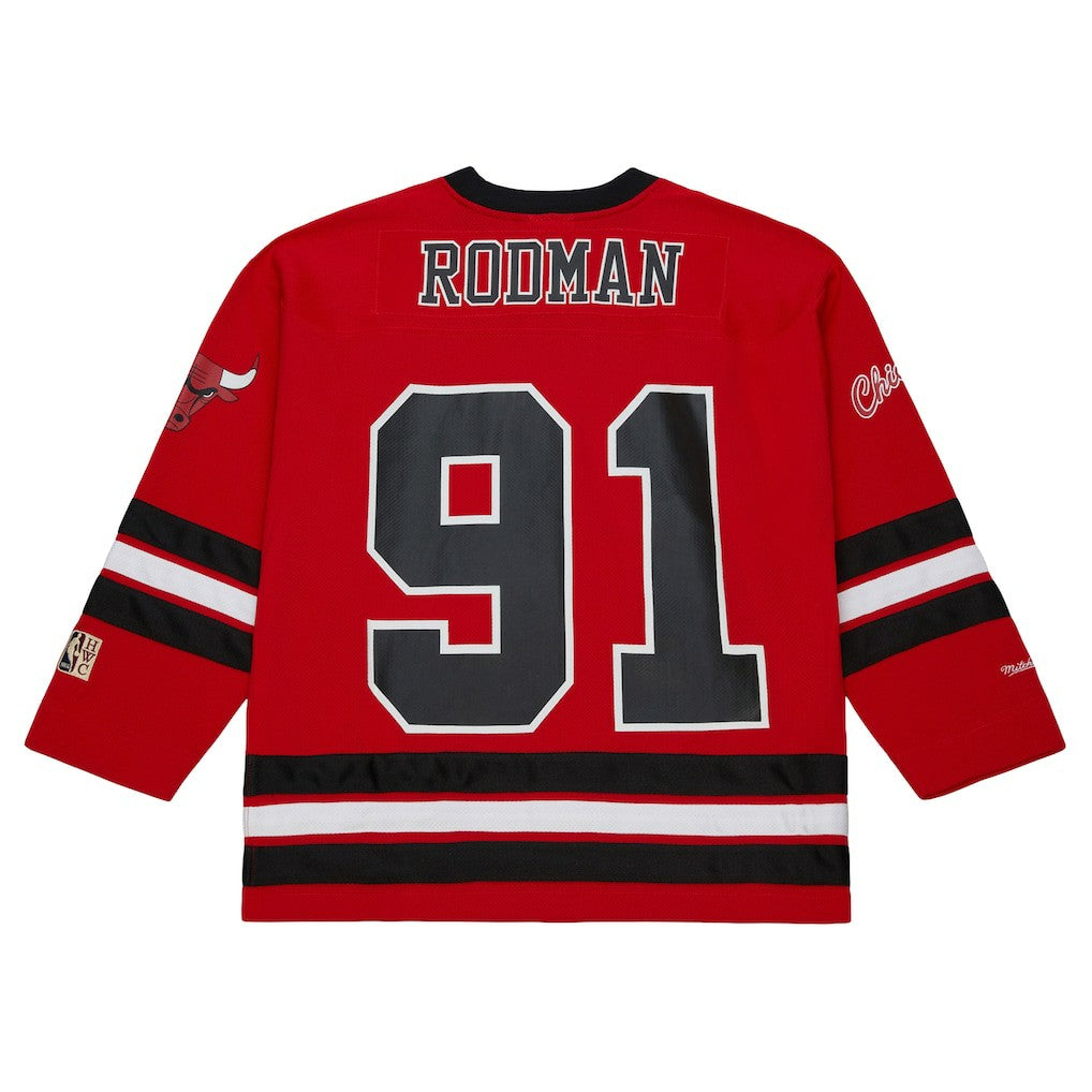 Red Dennis Rodman Chicago Bulls Unisex Maxxed Out Fashion Hockey Jersey sale | NBA