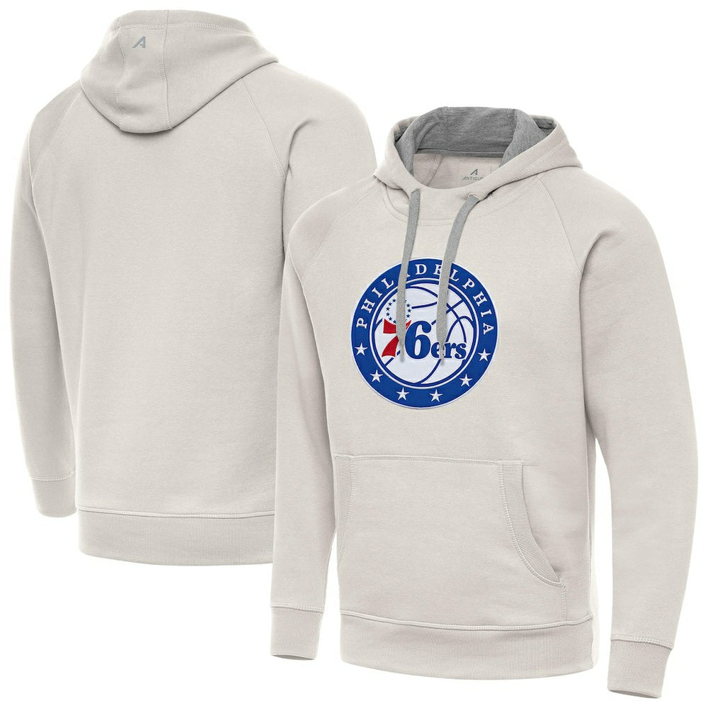 Cream Philadelphia 76ers Antigua Big Logo Victory Pullover Hoodie | NBA