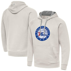 Cream Philadelphia 76ers Antigua Big Logo Victory Pullover Hoodie | NBA