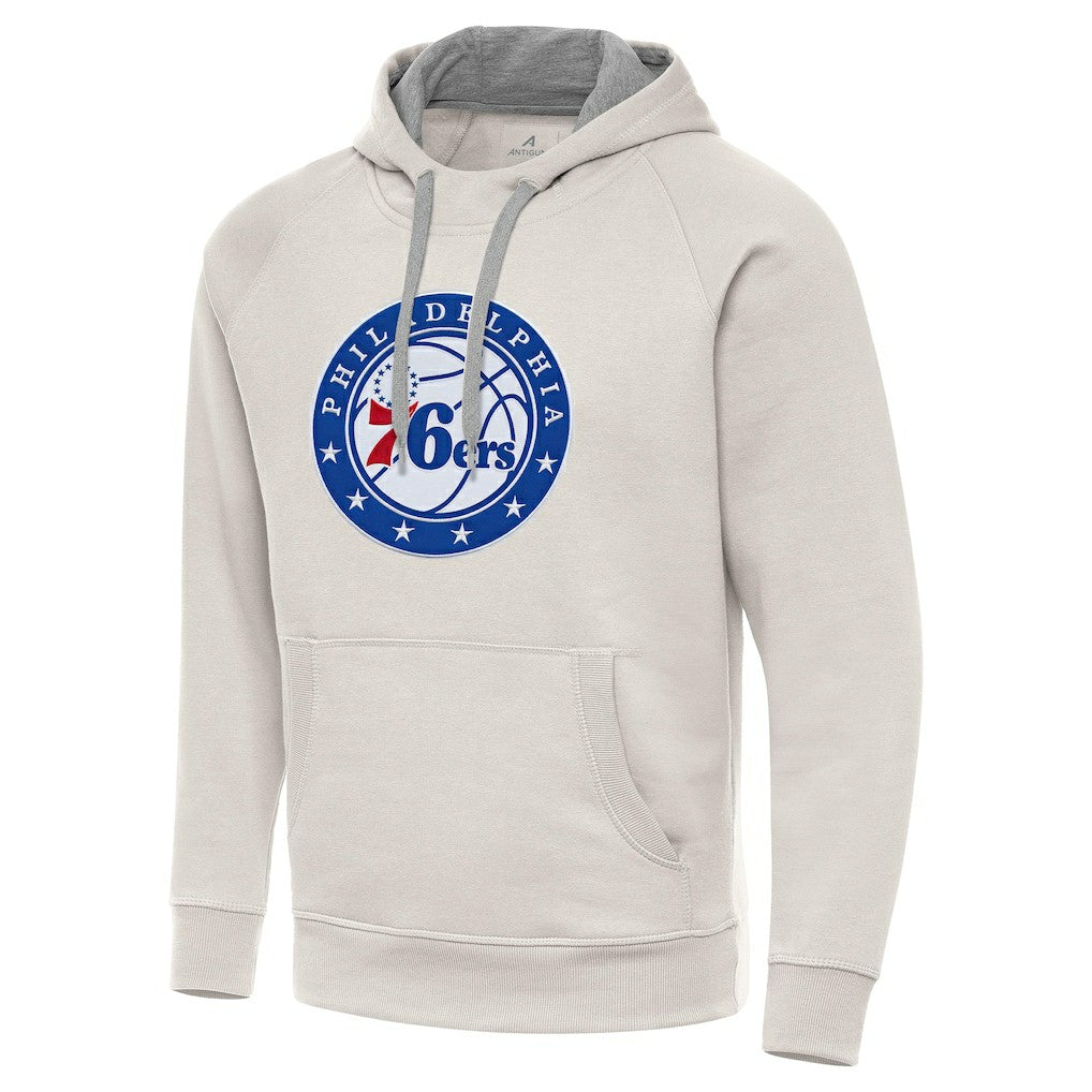 Cream Philadelphia 76ers Antigua Big Logo Victory Pullover Hoodie | NBA