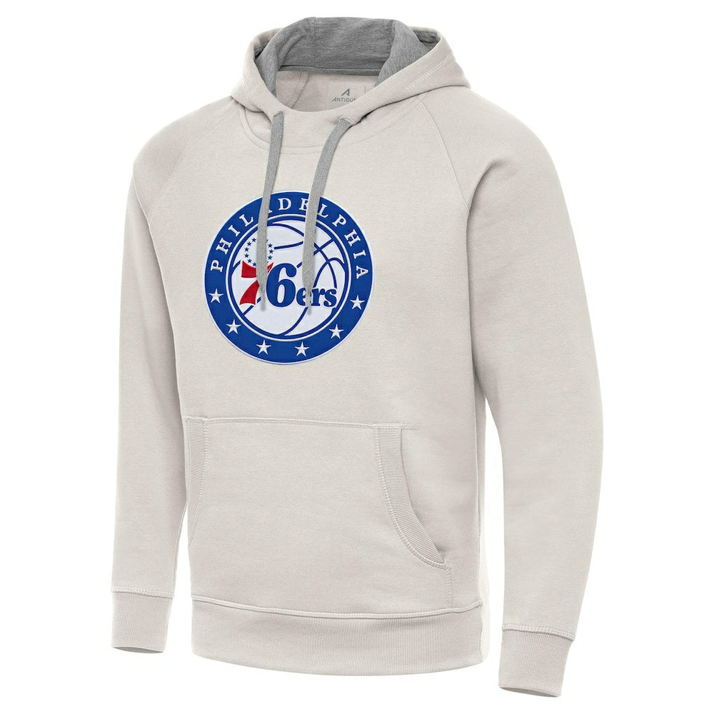 Cream Philadelphia 76ers Antigua Big Logo Victory Pullover Hoodie | NBA