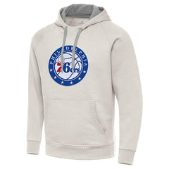 Cream Philadelphia 76ers Antigua Big Logo Victory Pullover Hoodie | NBA