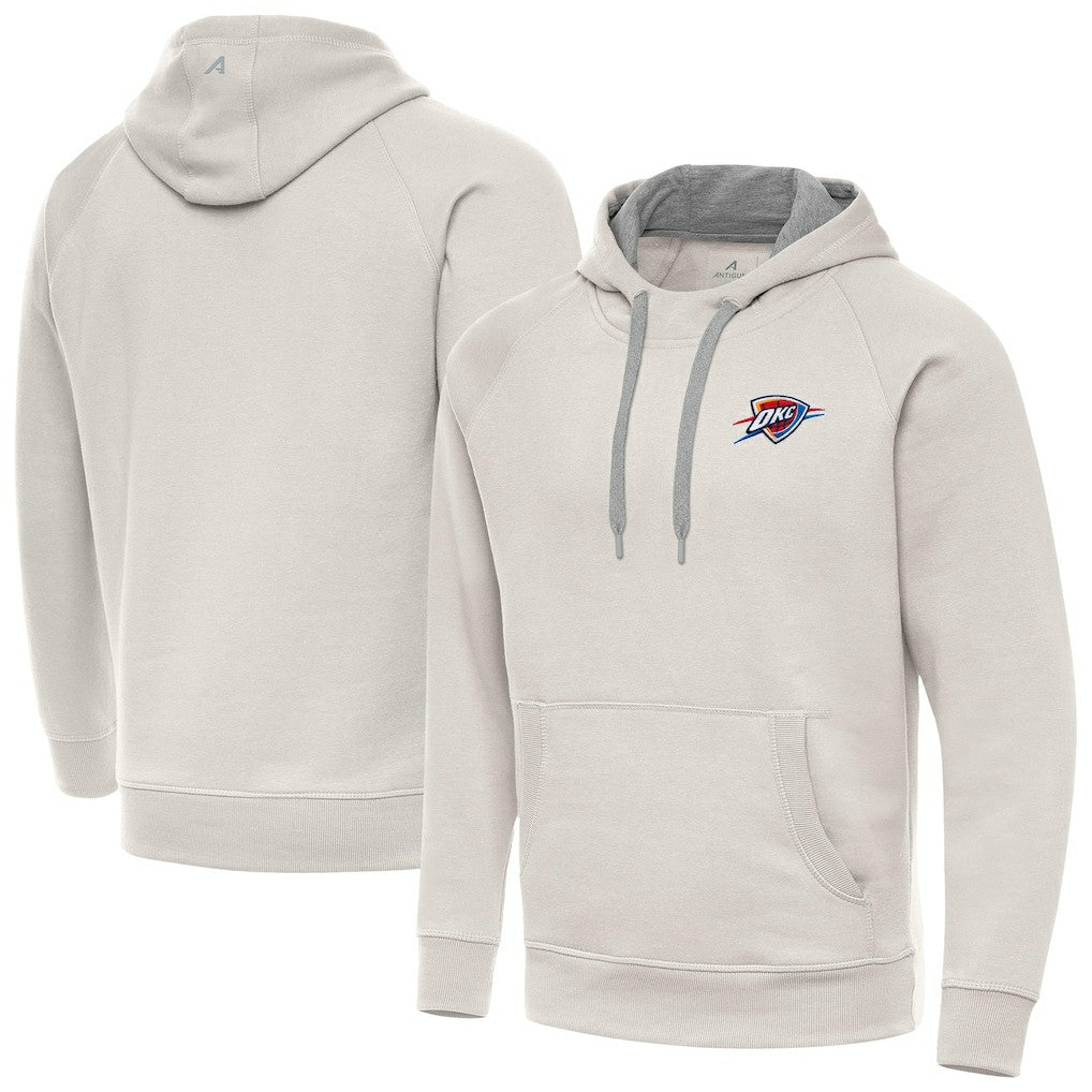 Cream Oklahoma City Thunder Antigua Victory Pullover Hoodie | NBA