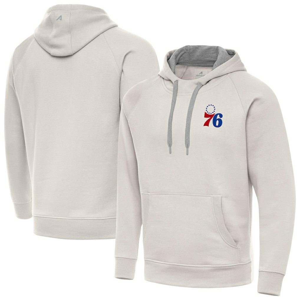 Cream Philadelphia 76ers Antigua Victory Pullover Hoodie | NBA