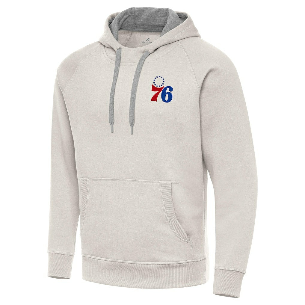 Cream Philadelphia 76ers Antigua Victory Pullover Hoodie | NBA
