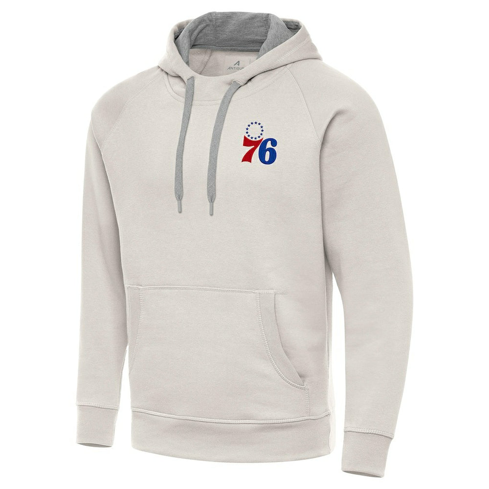 Cream Philadelphia 76ers Antigua Victory Pullover Hoodie | NBA