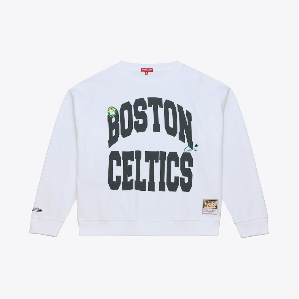 White Boston Celtics Women's Lightweight Block Letter Sweatshirt | NBA
