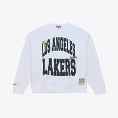 White Los Angeles Lakers Women's Lightweight Block Letter Sweatshirt | NBA