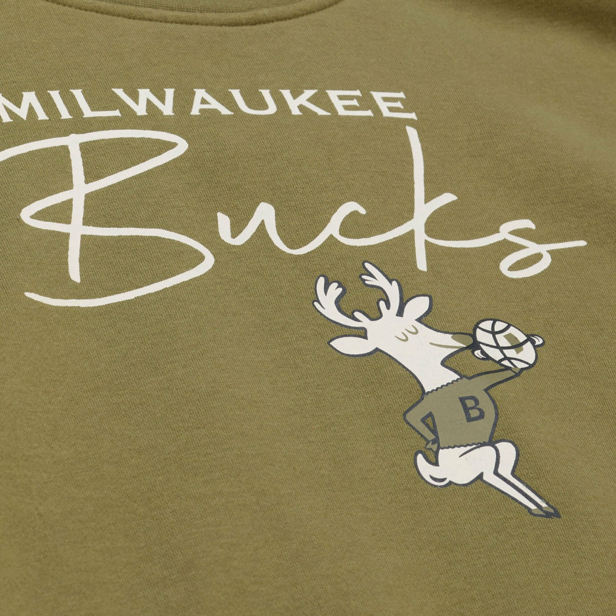 Olive Milwaukee Bucks Women's Lightweight Script Sweatshirt | NBA