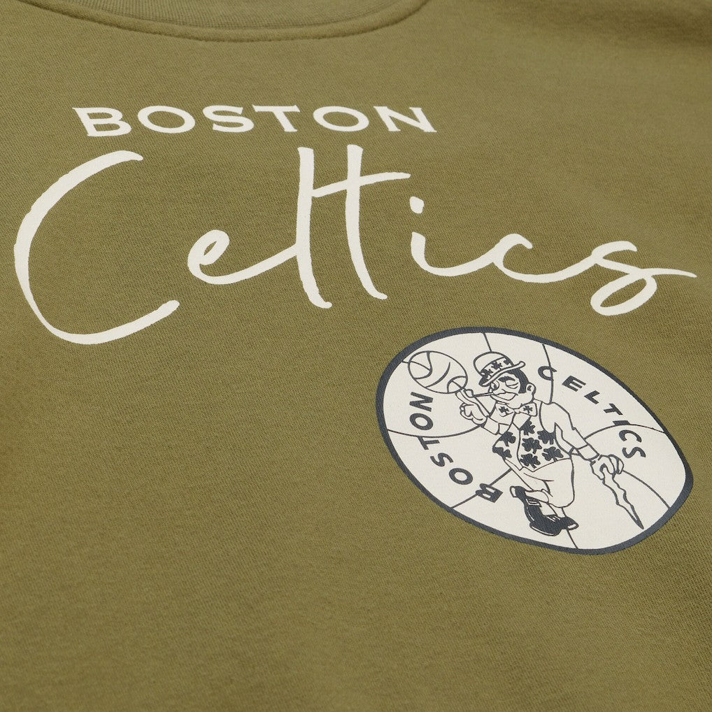 Olive Boston Celtics Women's Lightweight Script Sweatshirt | NBA