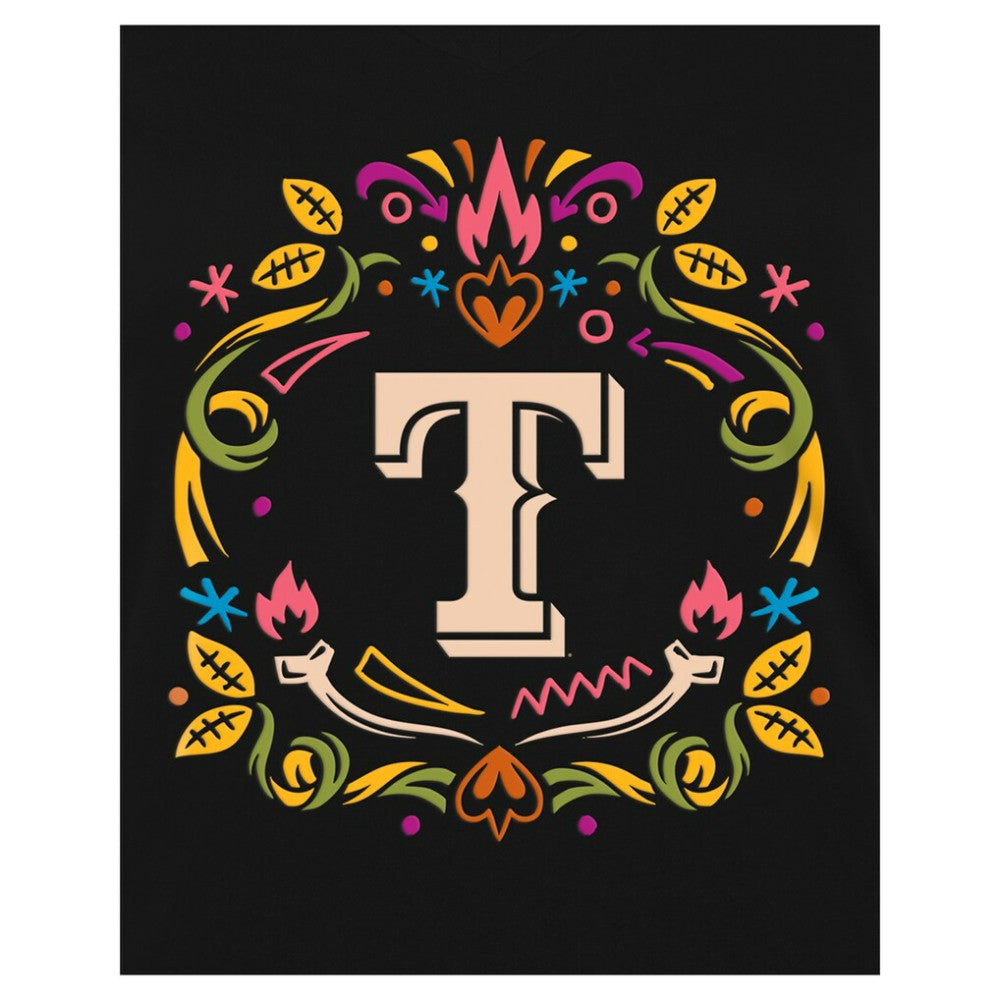 Texas Rangers New Era Women's Día de los Muertos V-Neck T-Shirt - MLB T-shirts