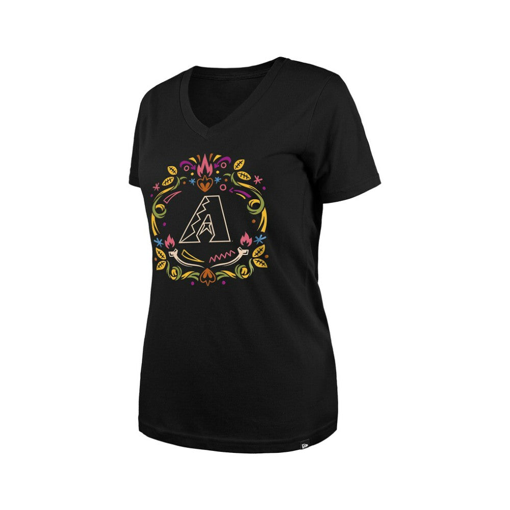 Arizona Diamondbacks New Era Women's Día de los Muertos V-Neck T-Shirt - MLB T-shirts