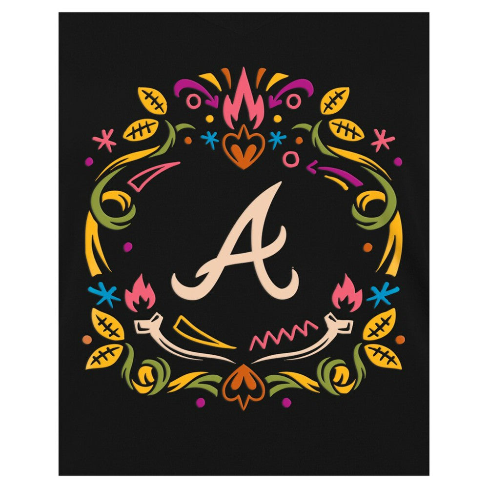 Atlanta Braves New Era Women's Día de los Muertos V-Neck T-Shirt - MLB T-shirts