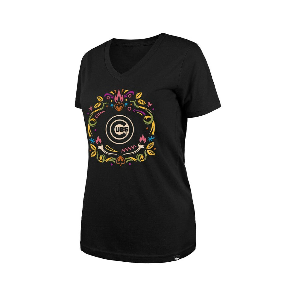 Chicago Cubs New Era Women's Día de los Muertos V-Neck T-Shirt - MLB T-shirts