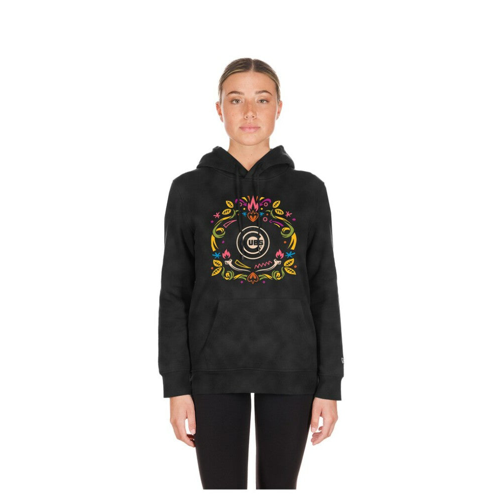 Chicago Cubs New Era Women's Día de Muertos Mineral Wash Hoodie Sweatshirt - MLB Hoodies