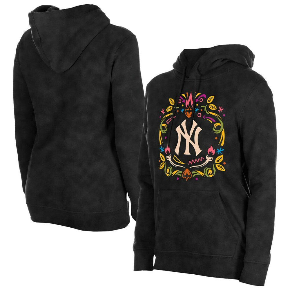 New York Yankees New Era Women's Día de Muertos Mineral Wash Hoodie Sweatshirt - MLB Hoodies