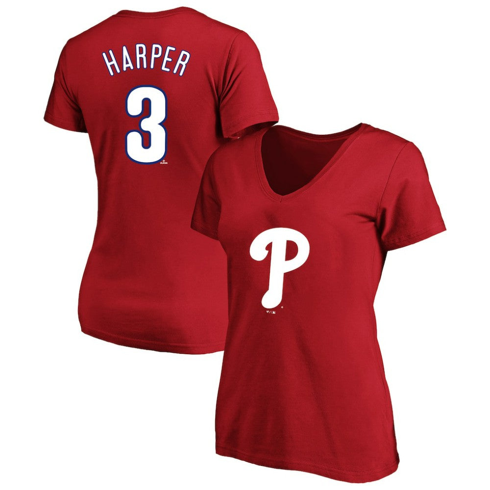 Bryce Harper Philadelphia Phillies Profile Women's Plus Size Name & Number V-Neck T-Shirt - MLB T-shirts