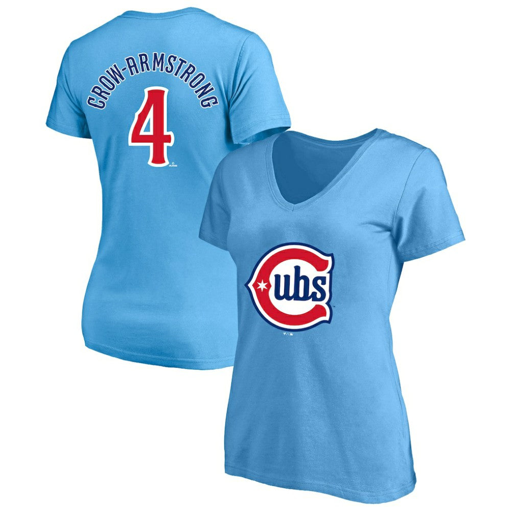 Pete Crow-Armstrong Chicago Cubs Profile Women's Plus Size Name & Number V-Neck T-Shirt - MLB T-shirts
