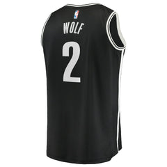 Black Daniel Wolf Brooklyn Nets Youth Fast Break Replica Jersey | NBA