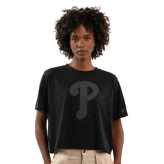 Philadelphia Phillies Starter Women's Rhinestone Sprinkle Boxy Cropped T-Shirt - MLB T-shirts