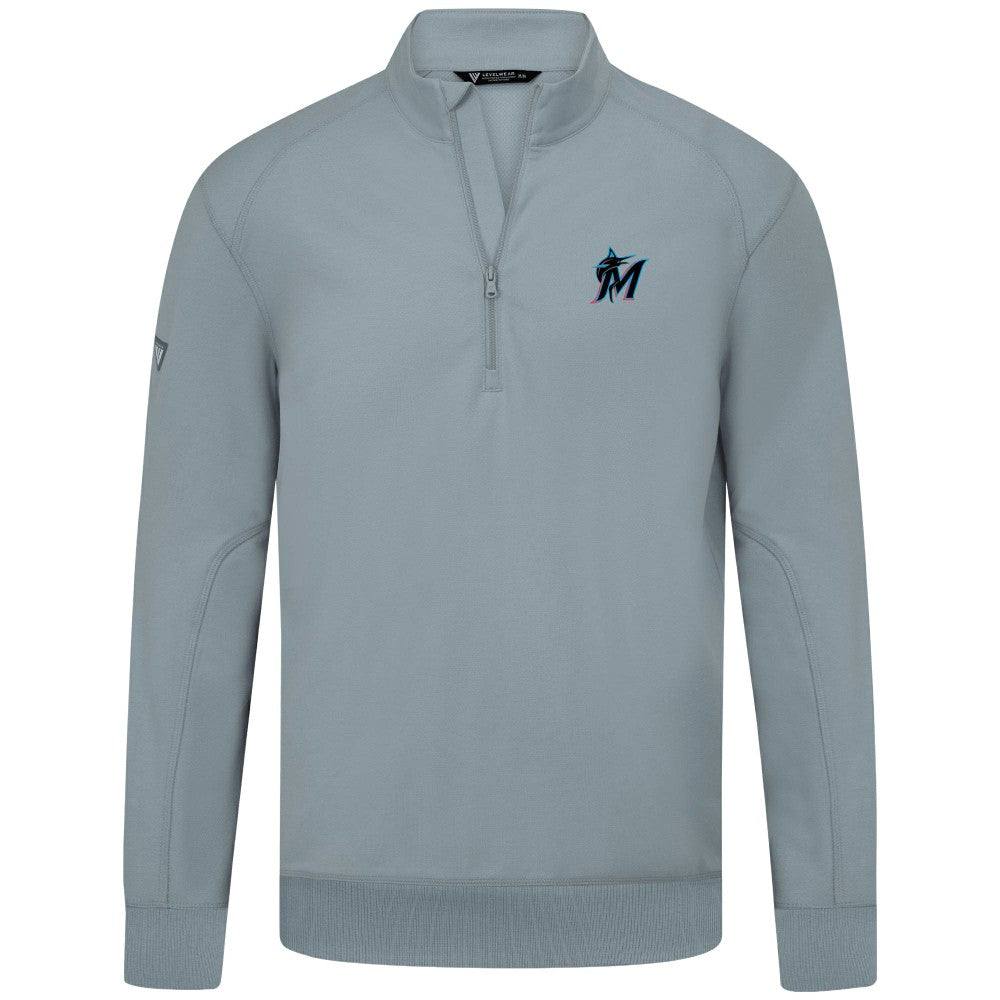 Miami Marlins Levelwear Upright Insignia Tri-Blend Quarter-Zip Pullover - MLB Pullover