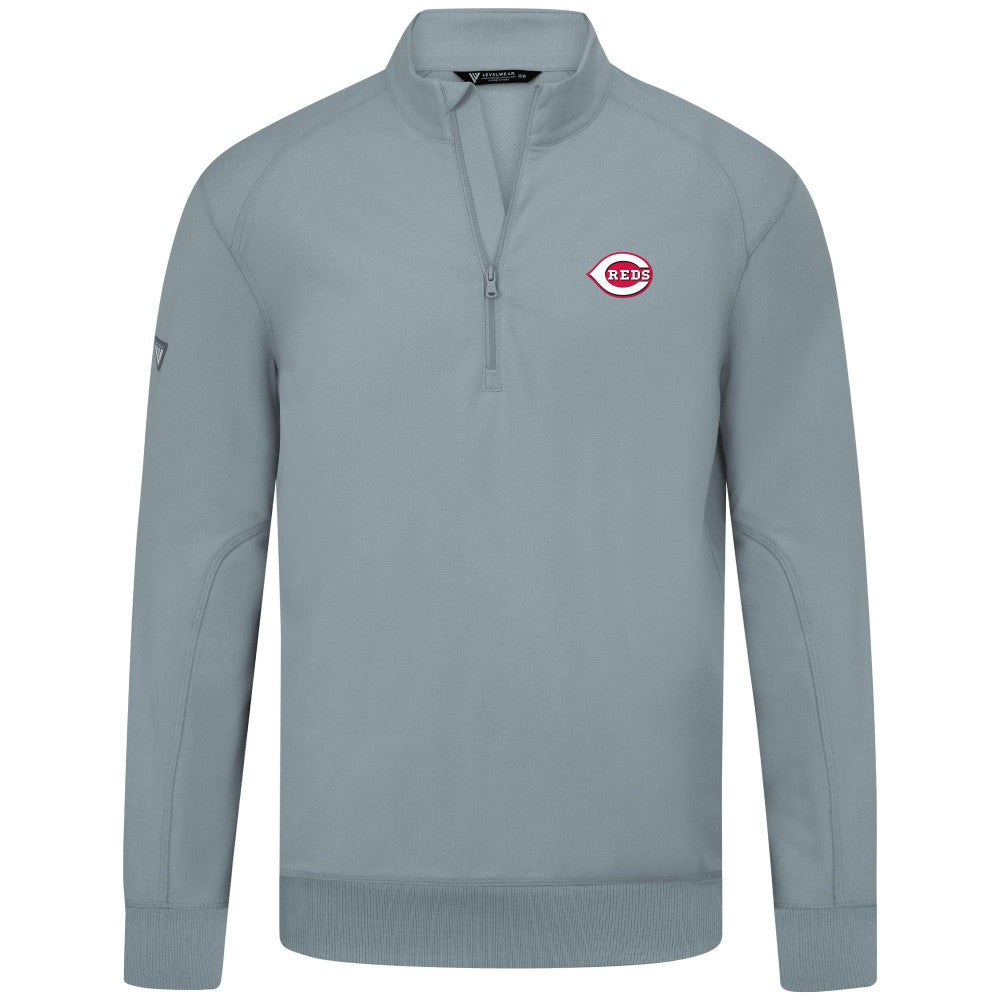 Cincinnati Reds Levelwear Upright Insignia Tri-Blend Quarter-Zip Pullover - MLB Pullover
