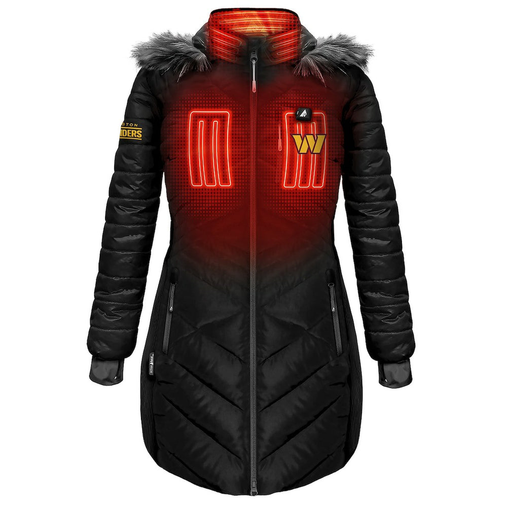 Washington Commanders ActionHeat Women's 5V Battery Heated Long Puffer Full-Zip Hoodie Jacket | NFL Sale