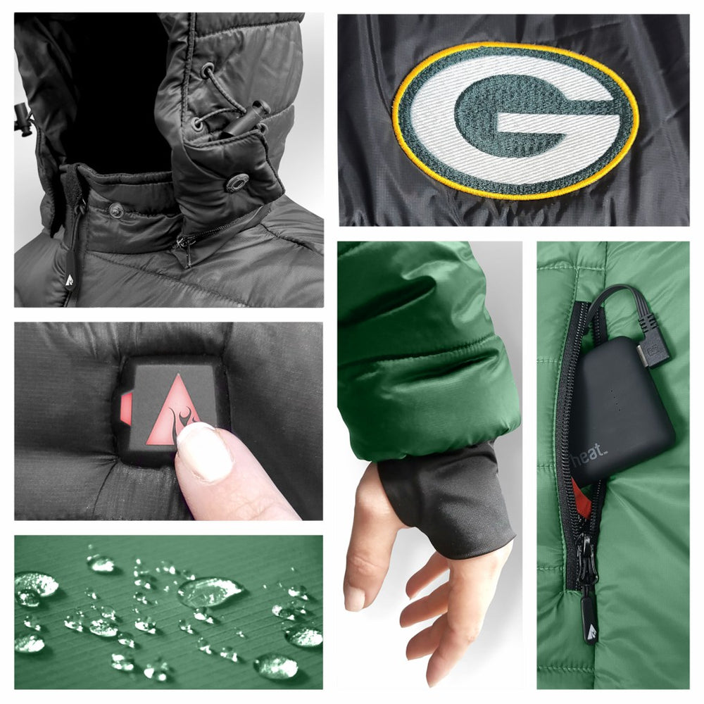 Green Bay Packers ActionHeat Women's 5V Battery Heated Insulated Puffer Full-Zip Jacket | NFL US