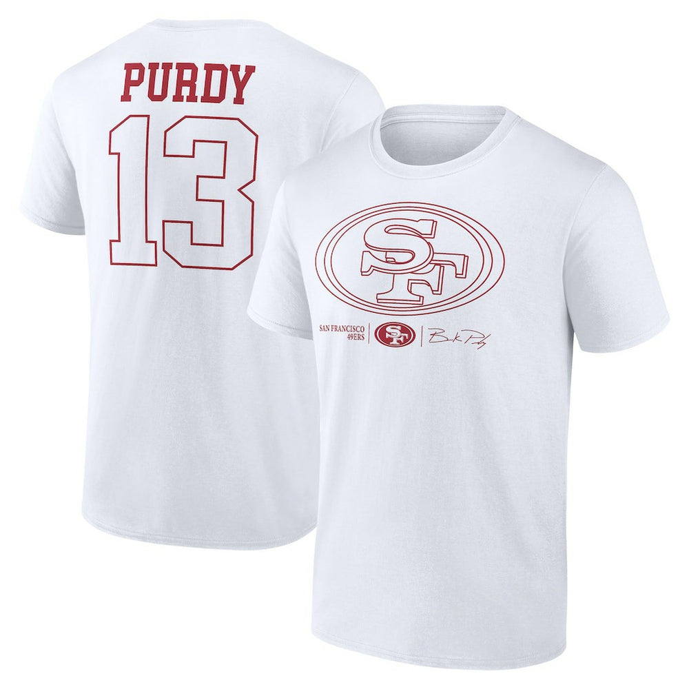 San Francisco 49ers Brock Purdy  Outline Player T-Shirt | NFL On sale