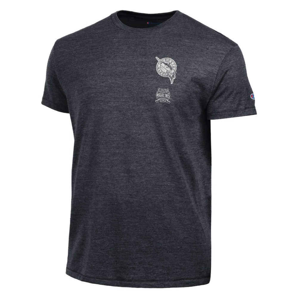 Miami Marlins Champion Vintage 3-Hit Tri-Blend T-Shirt - MLB T-shirts