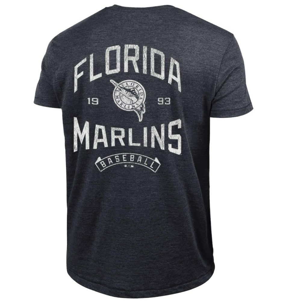 Miami Marlins Champion Vintage 3-Hit Tri-Blend T-Shirt - MLB T-shirts