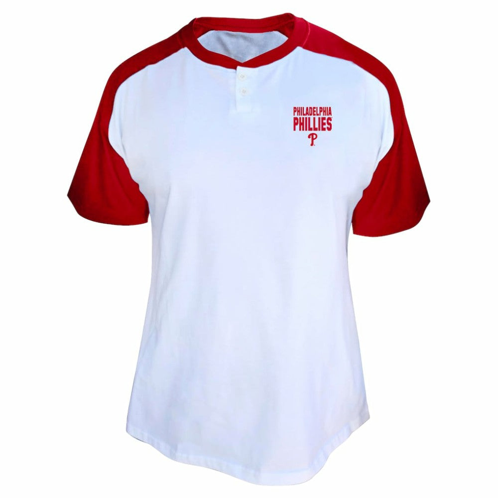 Bryce Harper Philadelphia Phillies Profile Women's Plus Size Name & Number Raglan Henley T-Shirt - MLB T-shirts