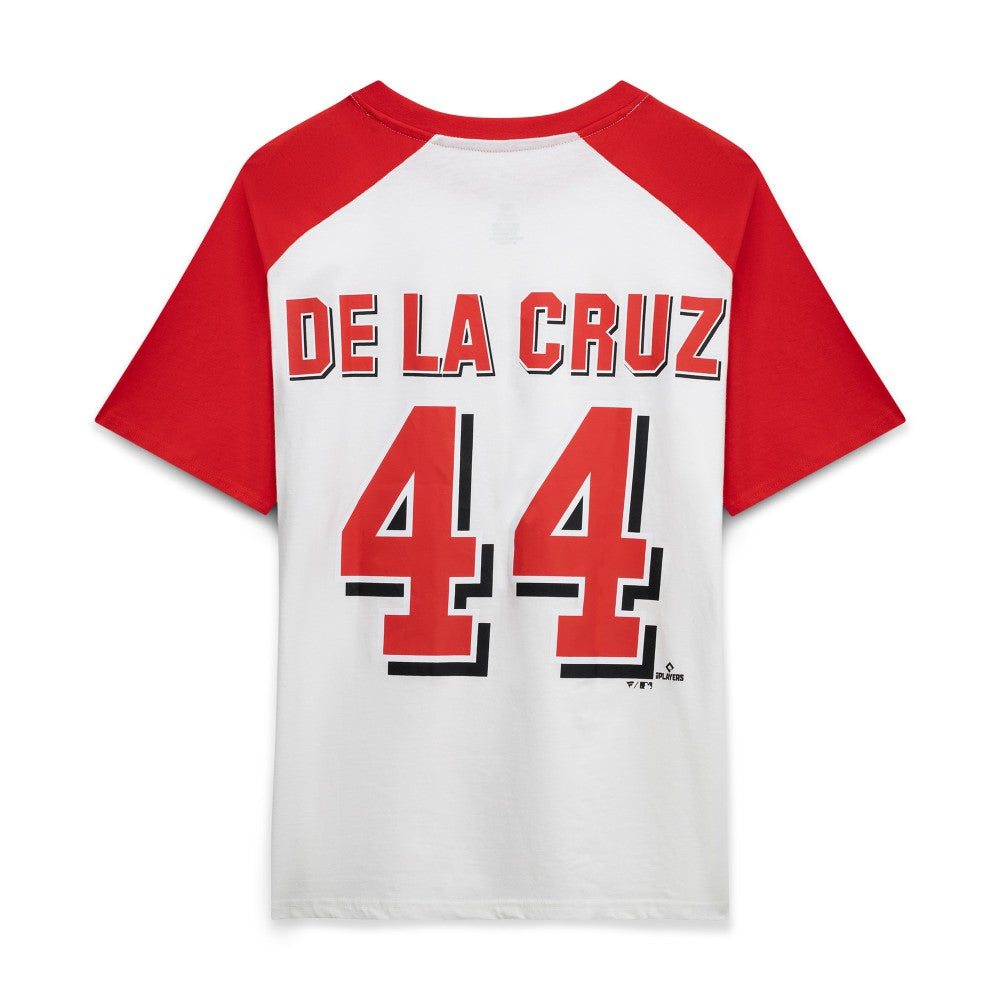 Elly De La Cruz Cincinnati Reds Profile Women's Plus Size Name & Number Raglan Henley T-Shirt - MLB T-shirts