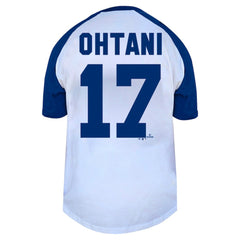Shohei Ohtani Los Angeles Dodgers Profile Women's Plus Size Name & Number Raglan Henley T-Shirt - MLB T-shirts
