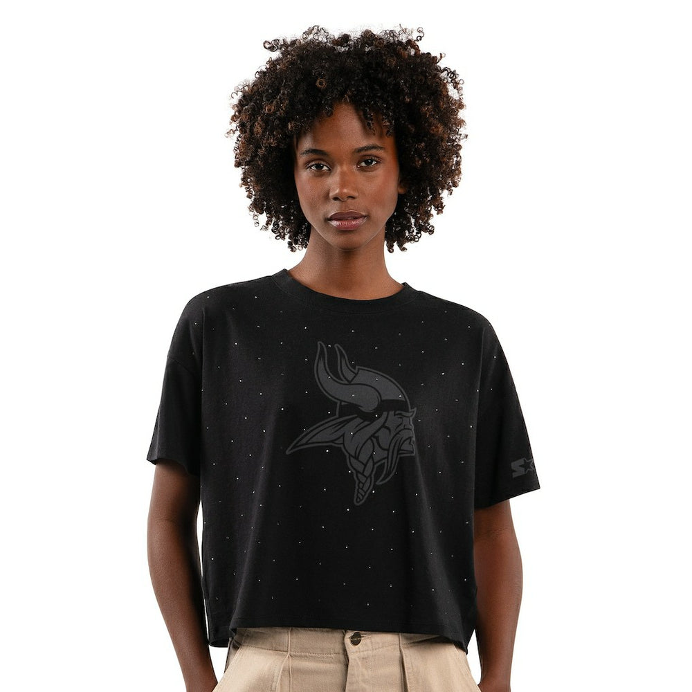 Minnesota Vikings Starter Women's Rhinestone Sprinkle Boxy Cropped T-Shirt | NFL On sale