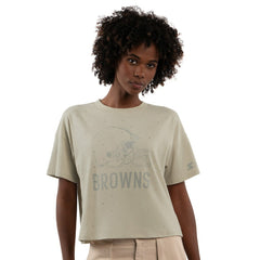 Cleveland Browns Starter Women's Rhinestone Sprinkle Boxy Cropped T-Shirt | NFL Outlet