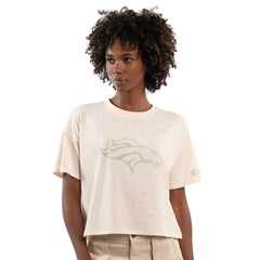 Denver Broncos Starter Women's Rhinestone Sprinkle Boxy Cropped T-Shirt | NFL Discount