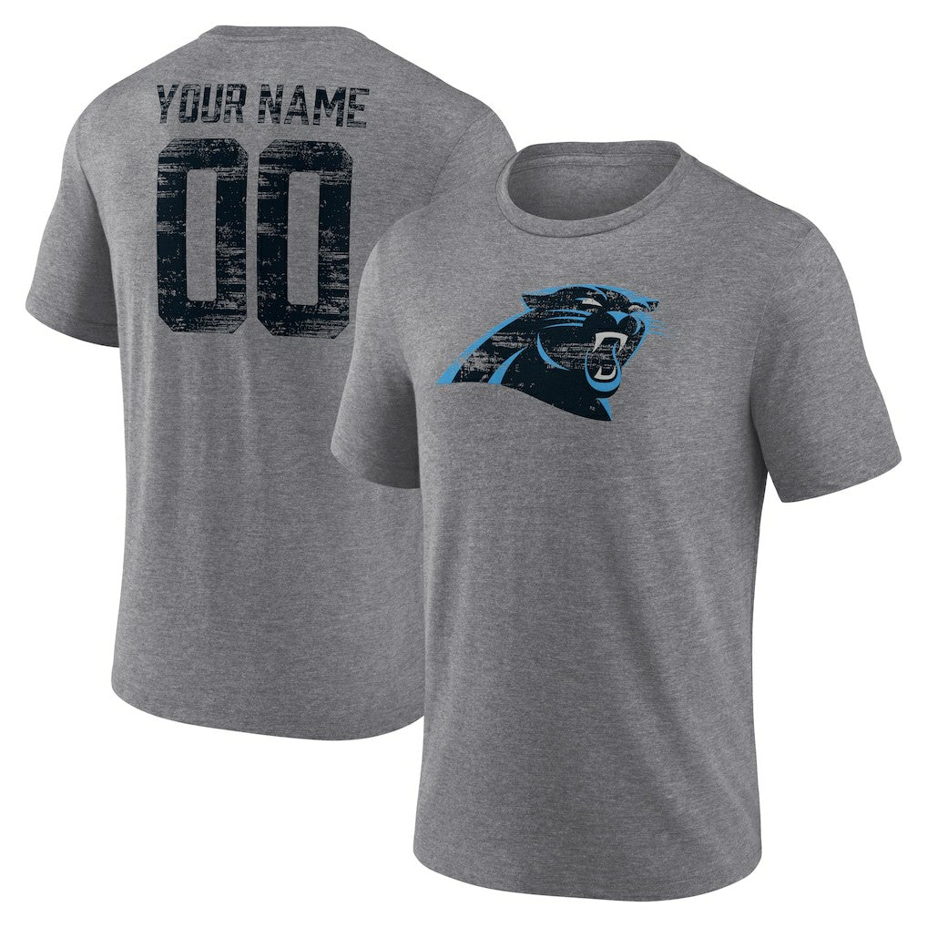 Carolina Panthers Heritage Custom Name & Number Tri-Blend T-Shirt | NFL Outlet