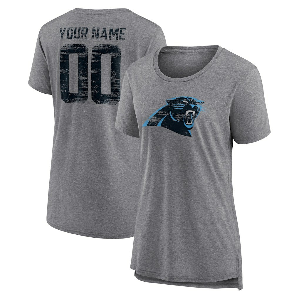 Carolina Panthers Women's Heritage Custom Name & Number Tri-Blend T-Shirt | NFL Near me
