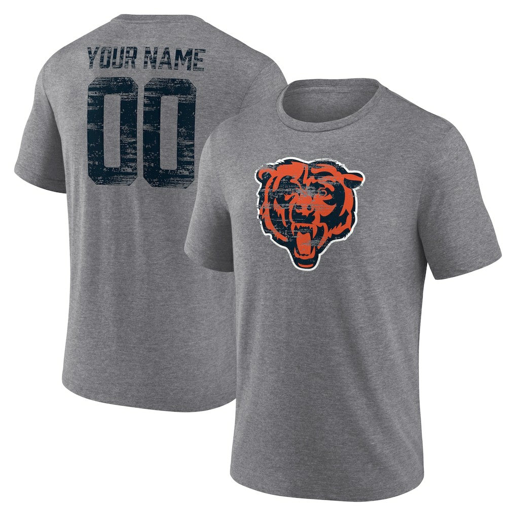 Chicago Bears Heritage Custom Name & Number Tri-Blend T-Shirt | NFL Hot