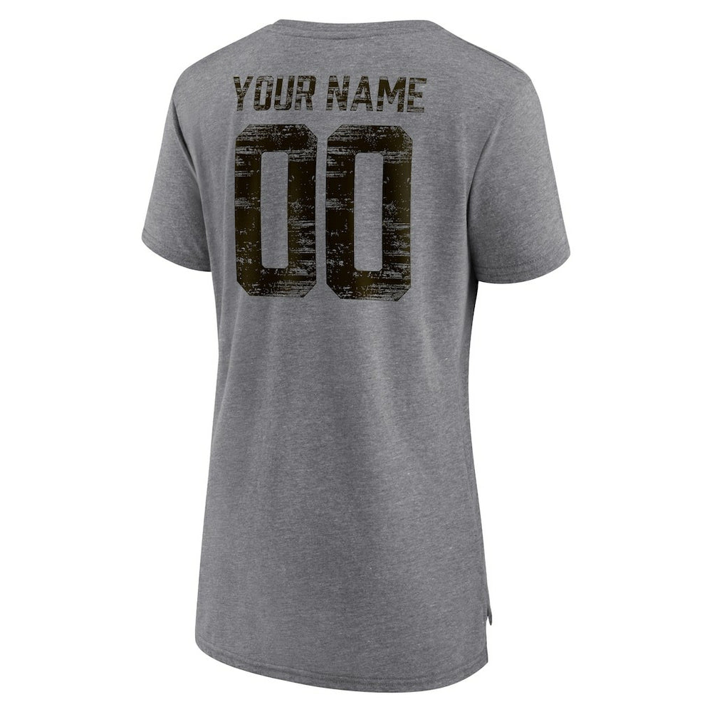 Cleveland Browns Women's Heritage Custom Name & Number Tri-Blend T-Shirt | NFL Outlet
