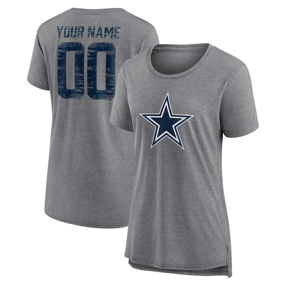 Dallas Cowboys Women's Heritage Custom Name & Number Tri-Blend T-Shirt | NFL New