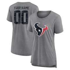 Houston Texans Women's Heritage Custom Name & Number Tri-Blend T-Shirt | NFL New