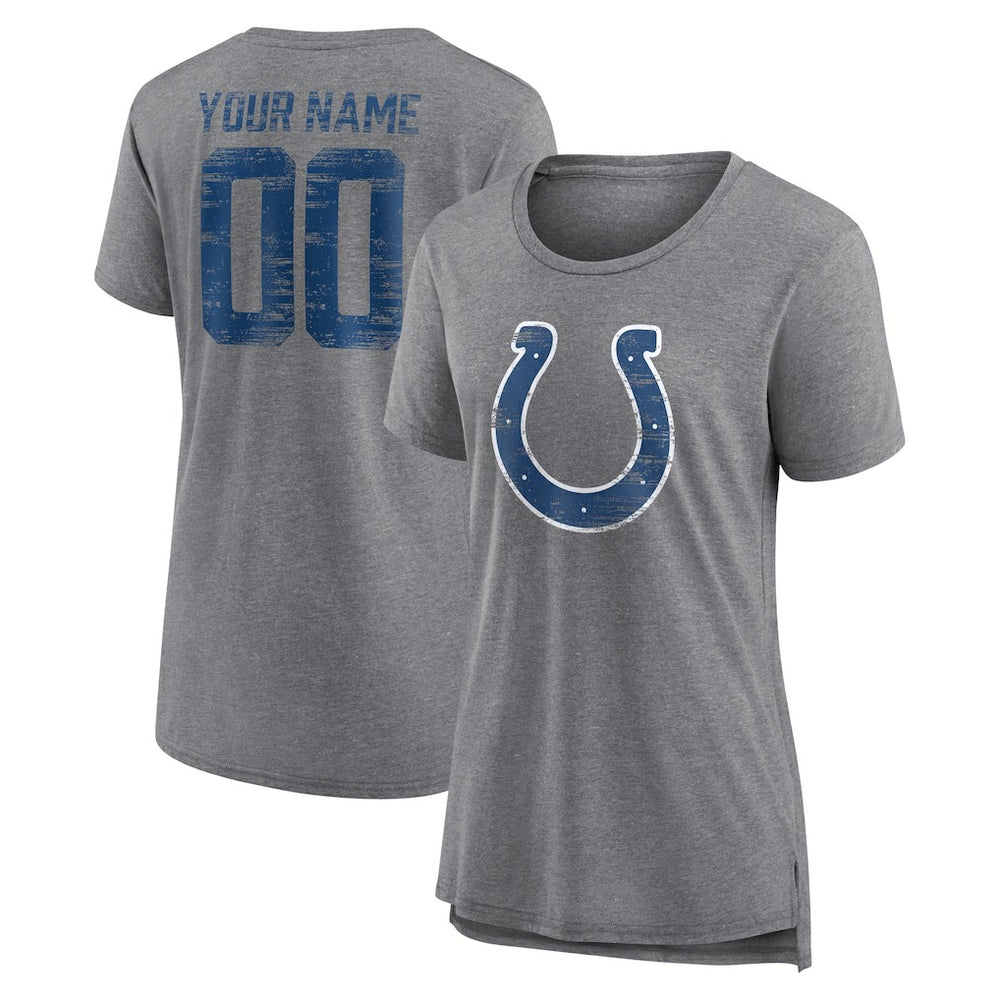 Indianapolis Colts Women's Heritage Custom Name & Number Tri-Blend T-Shirt | NFL US