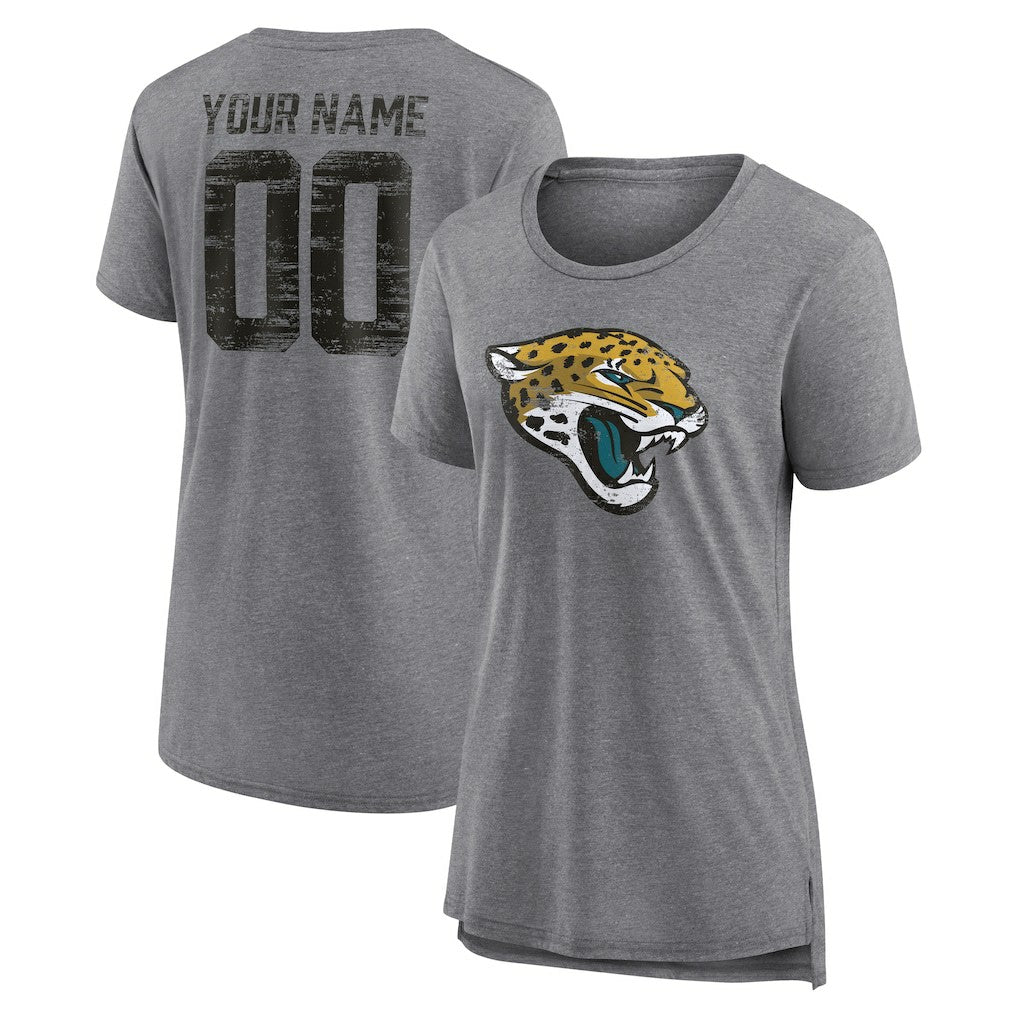 Jacksonville Jaguars Women's Heritage Custom Name & Number Tri-Blend T-Shirt | NFL Sale