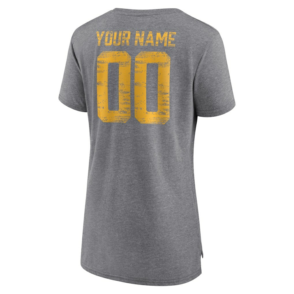 Los Angeles Chargers Women's Heritage Custom Name & Number Tri-Blend T-Shirt | NFL Outlet