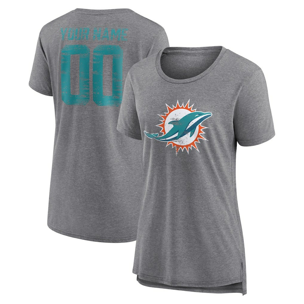 Miami Dolphins Women's Heritage Custom Name & Number Tri-Blend T-Shirt | NFL Near me