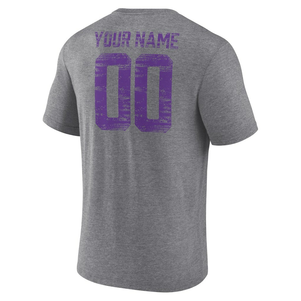 Minnesota Vikings Heritage Custom Name & Number Tri-Blend T-Shirt | NFL Discount